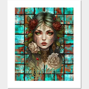 Copper Patina Boho Gothic Girl 5 Posters and Art